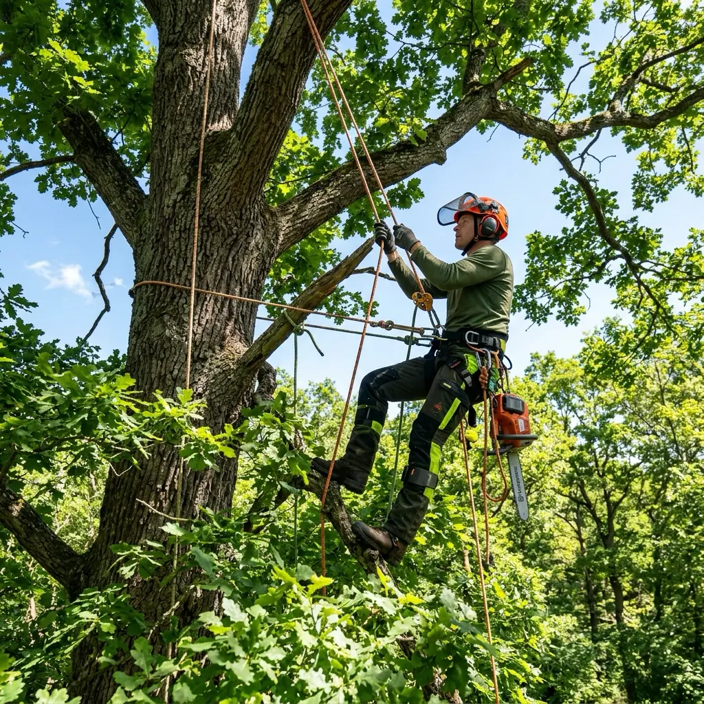 Baumpfleger bei der Arbeit im Baum